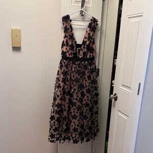 NWT Anthropologie Floral Sleeveless Dress with Black Floral Accents
